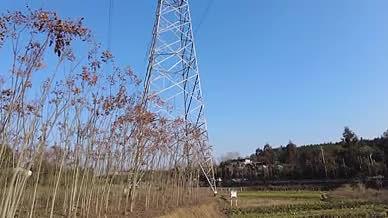蓝天下电力塔高压供电线路合集实拍视频视频的预览图